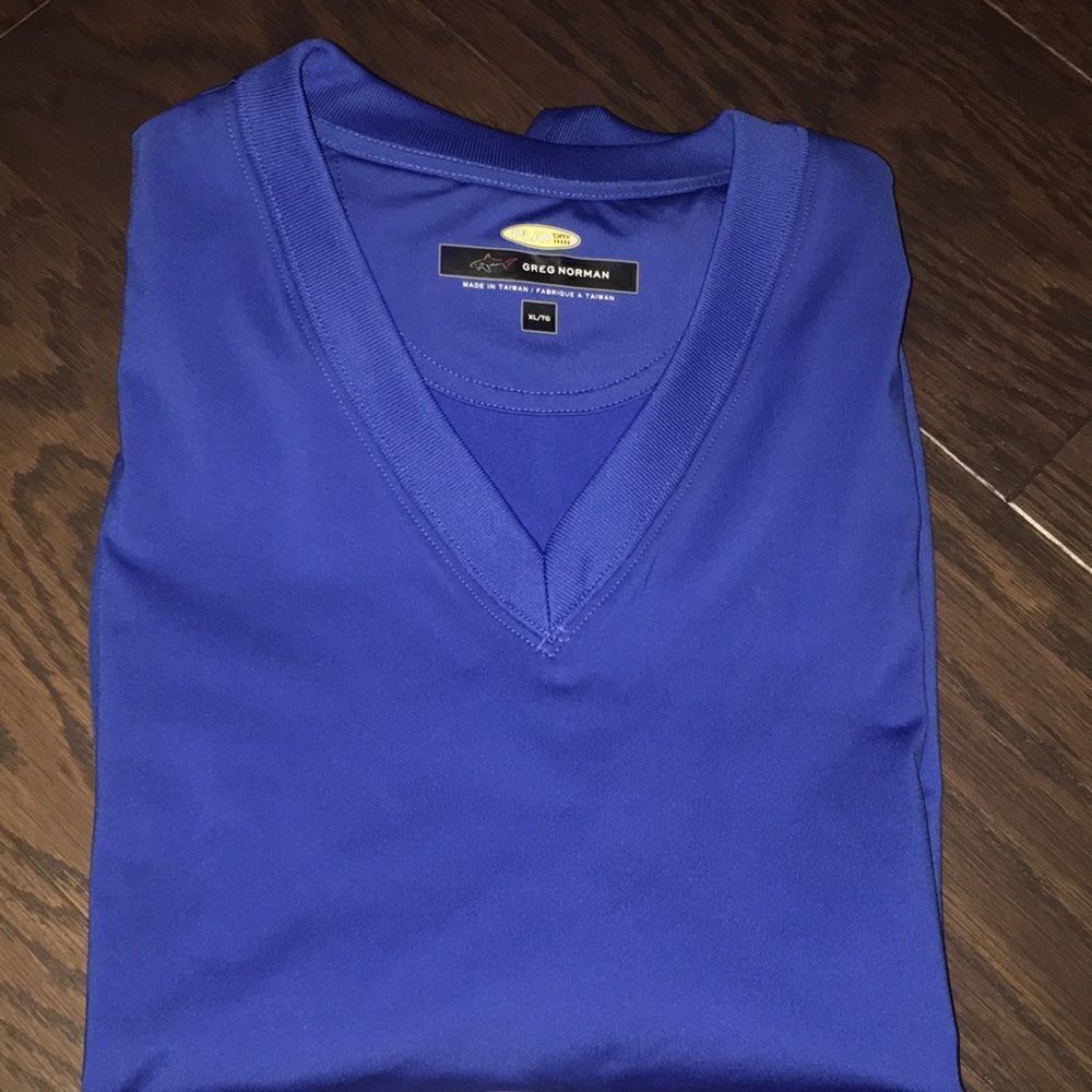 New mens Duke royal blue Greg Norman Play Dry v neck golf sweater vest XL